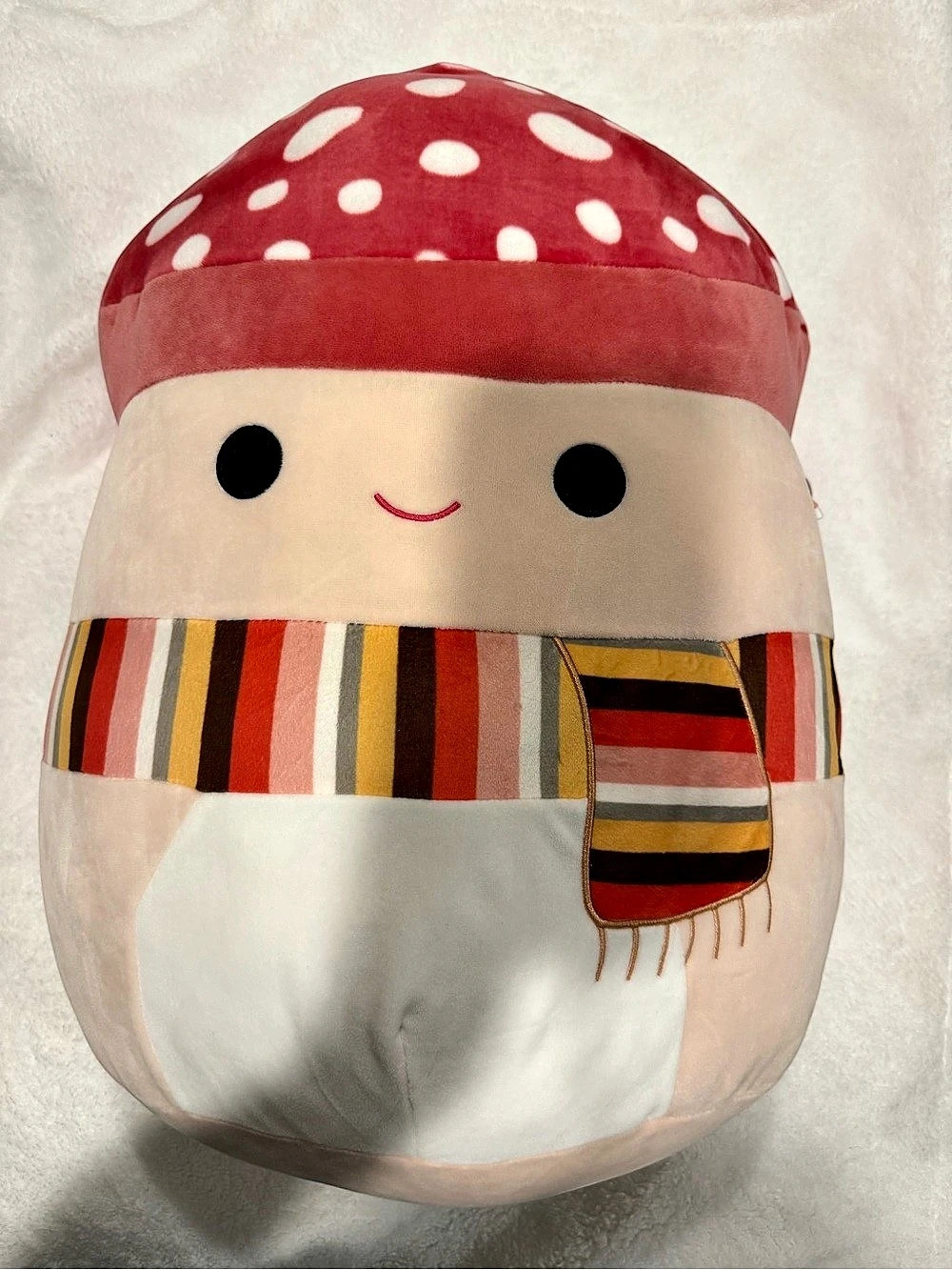 Squishmallows Malcolm the Mushroom with Fall Scarf Mushroom Plush NWT 16 inch